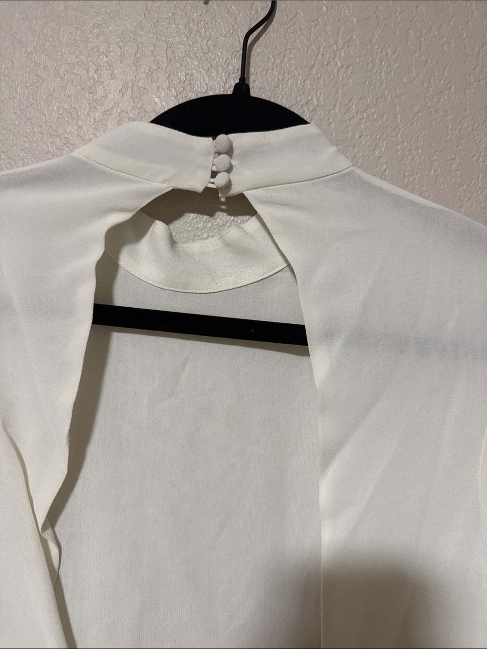 Reformation Ivory Long-Sleeve Tie-Back Ruffle Blouse - Picture 5 of 5